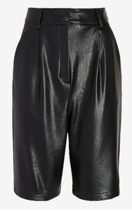 Express Black High Waisted Faux Leather Bermuda Shorts Size 4